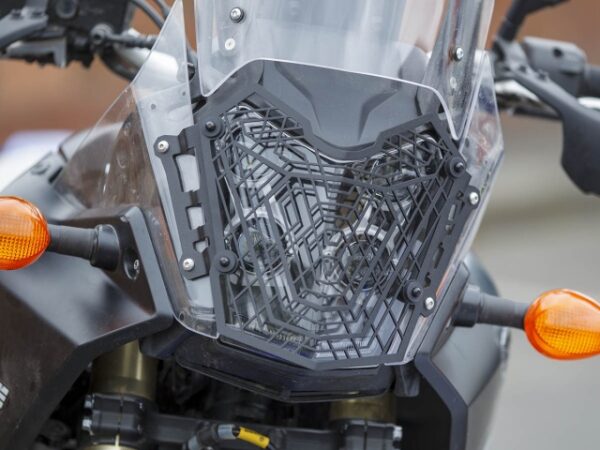 installed altrider mesh headlight guard for the yamaha tenere 7001